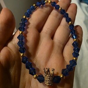Dark Blue Crystal Romance Crown Bracelet